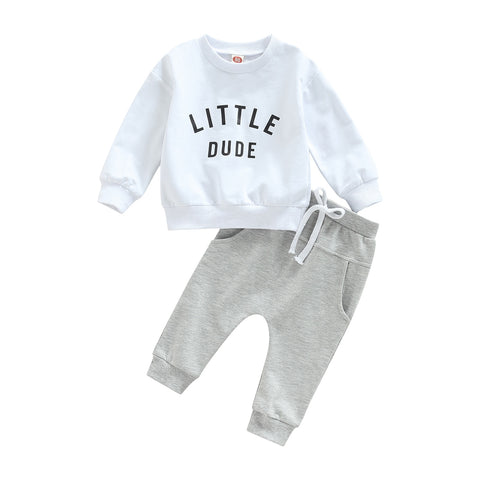 Boys' Little Dude Long-Sleeved Sweatpant Set