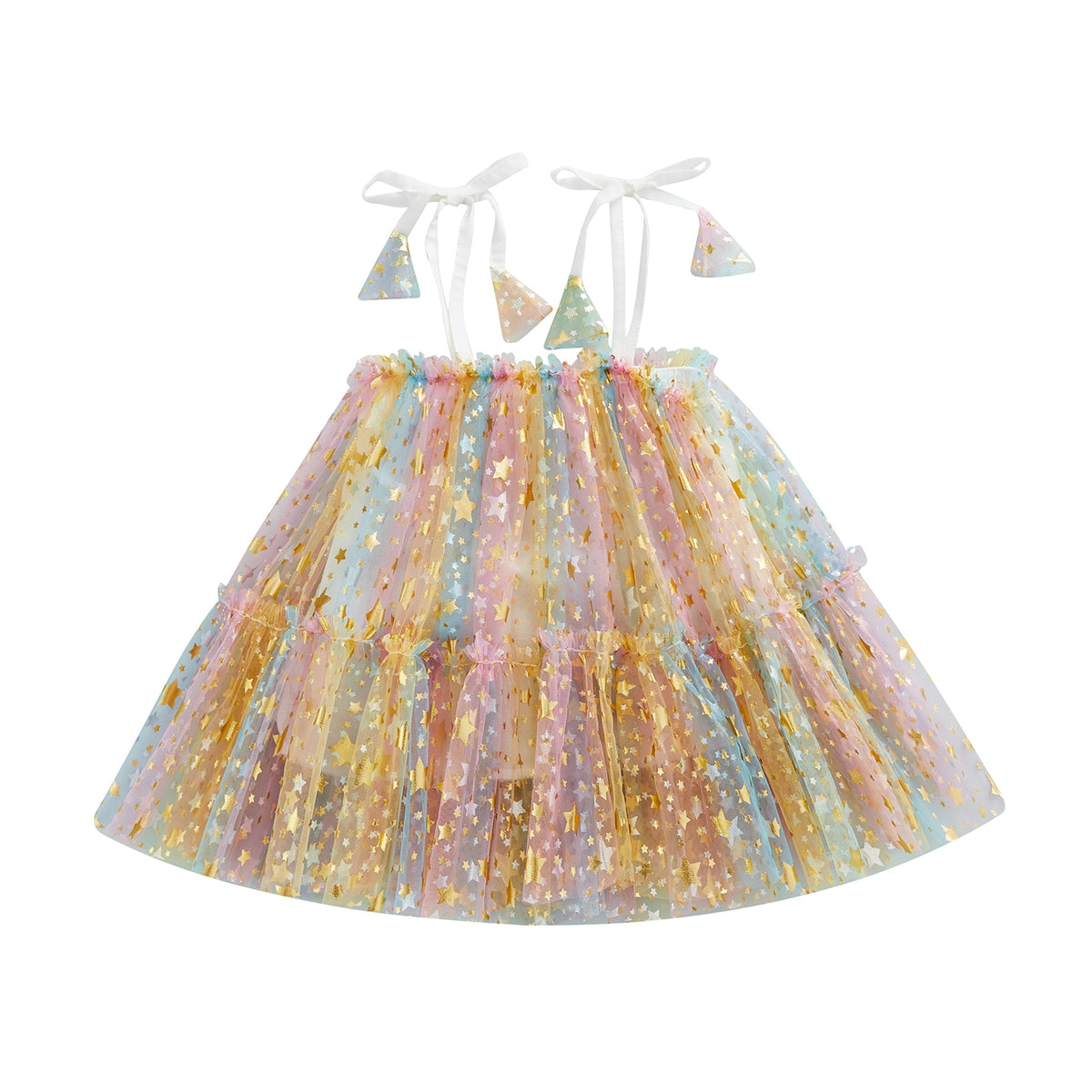 Girls' Sparkly Rainbow Tulle Dress