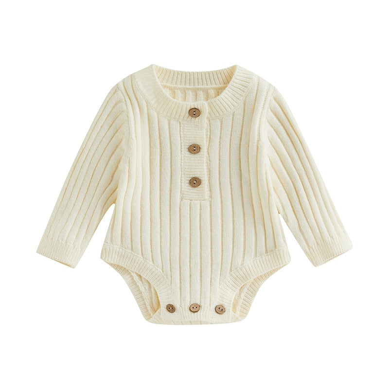 Thick Knit Long-Sleeved Baby Onesie