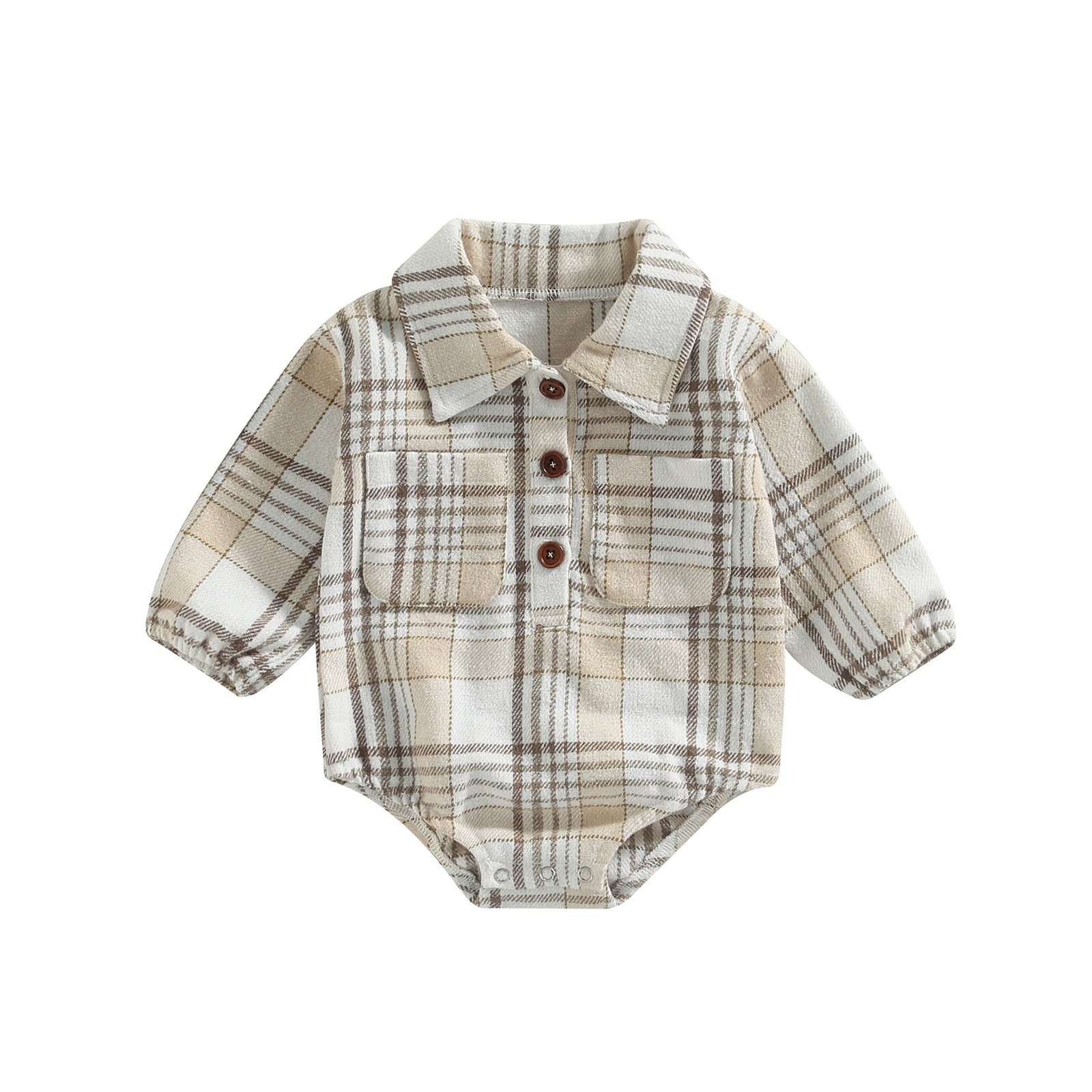 Boys' Plaid Long-Sleeved Baby Onesie