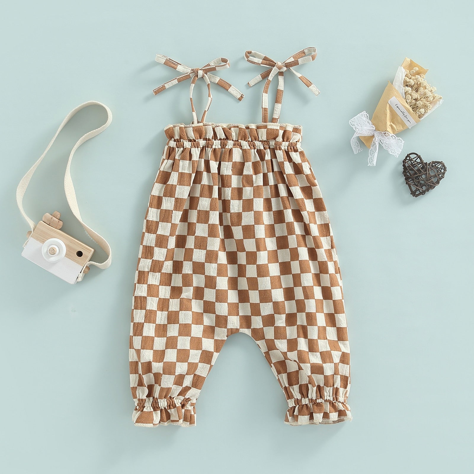 Girls' Checkered Jumpsuit