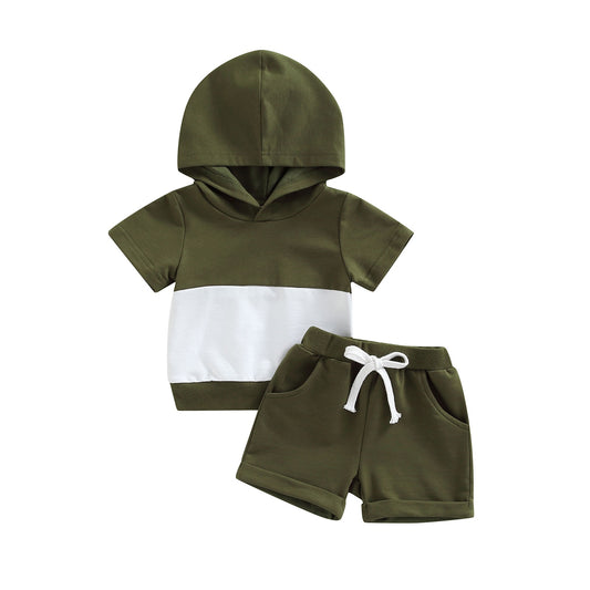 Boys' Colorblock Hooded Short-Sleeved Short Set