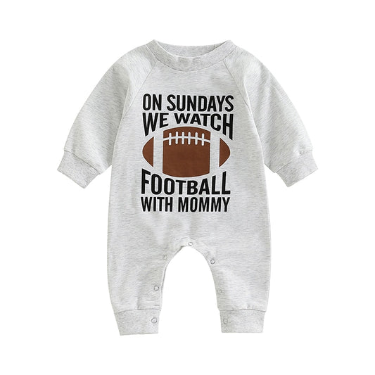 Unisex Football Graphic Long-Sleeved Baby Jumpsuit