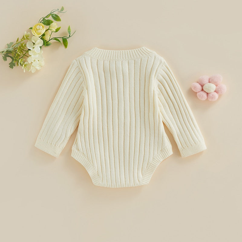 Thick Knit Long-Sleeved Baby Onesie