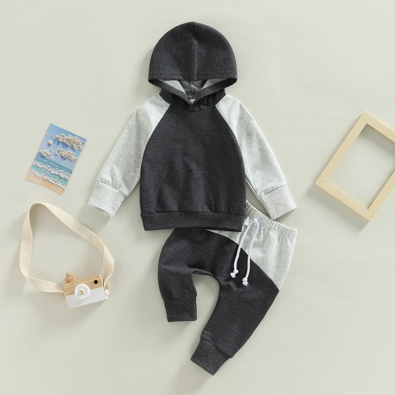 Boys' Colorblock Hooded Long-Sleeved Pant Set