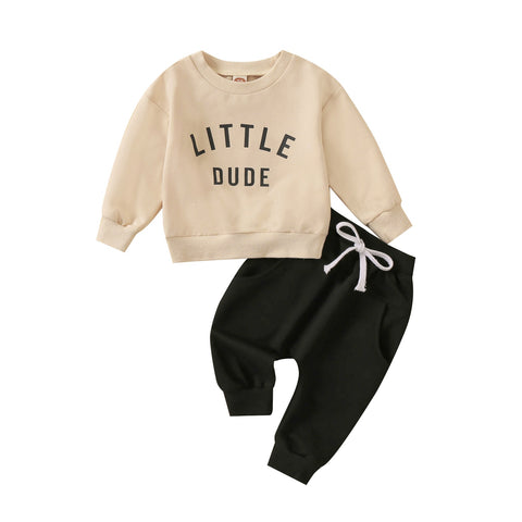 Boys' Little Dude Long-Sleeved Sweatpant Set