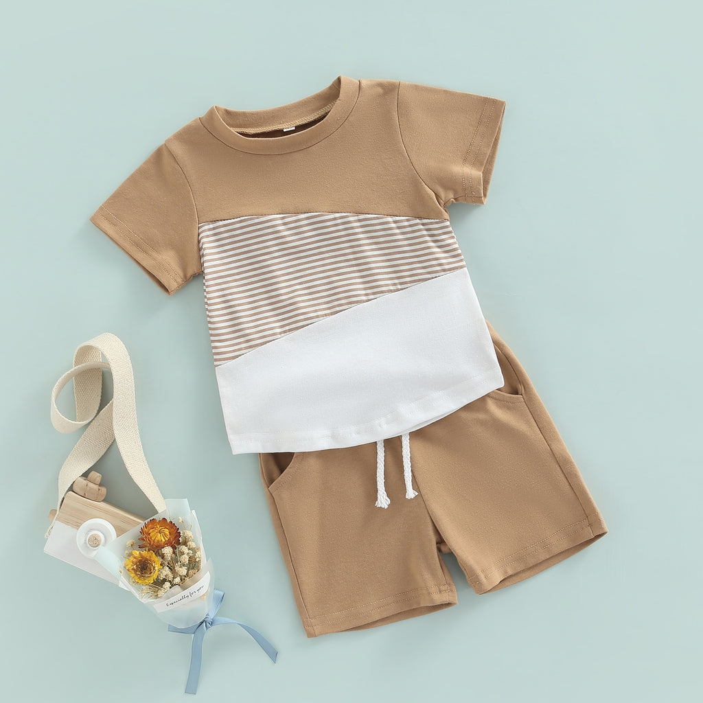 Boys' Cream Patchwork Pants Set