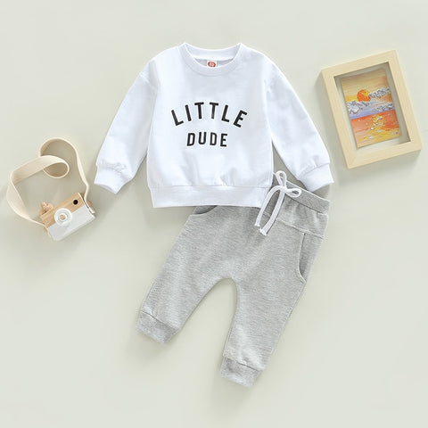 Boys' Little Dude Long-Sleeved Sweatpant Set