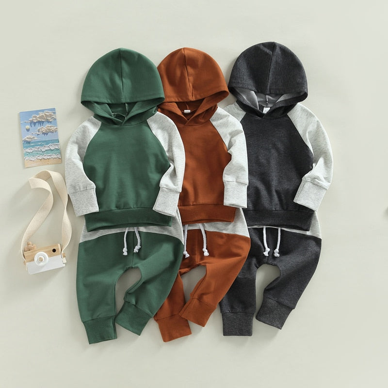 Boys' Colorblock Hooded Long-Sleeved Pant Set