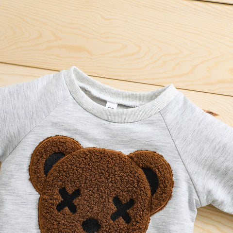Kids' Brown Teddy Sweatshirt & Sweatpant Set