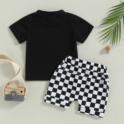 Boys' Positive Vibes T-shirt & Checkered Shorts Set