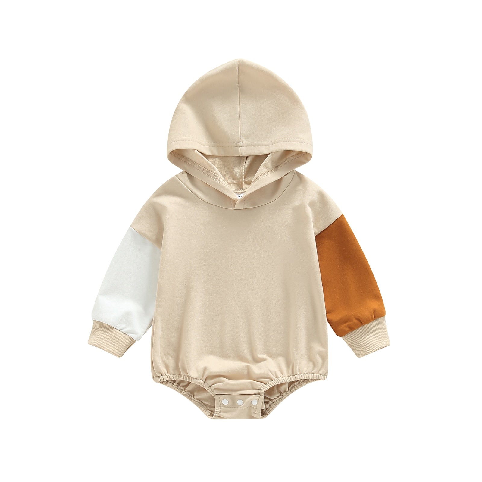 Colorblock Hooded Long-Sleeved Onesie