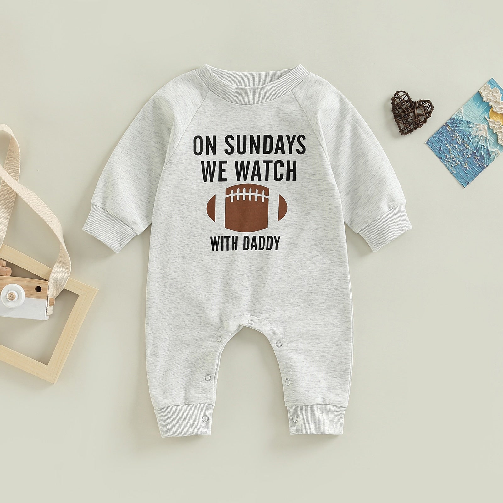Unisex Football Graphic Long-Sleeved Baby Jumpsuit