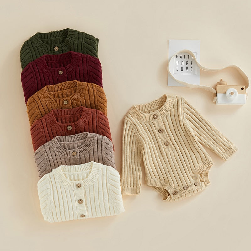 Thick Knit Long-Sleeved Baby Onesie