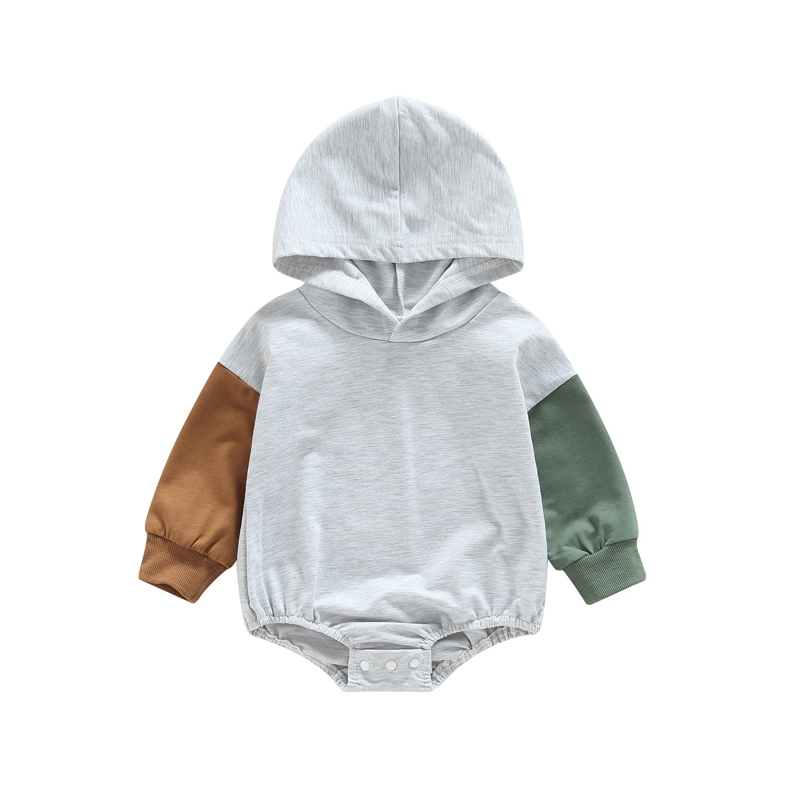 Colorblock Hooded Long-Sleeved Onesie