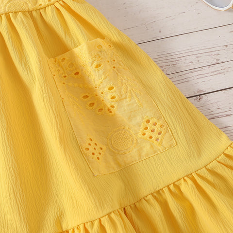 Girls' Sunshine Yellow Tie-Strap Dress