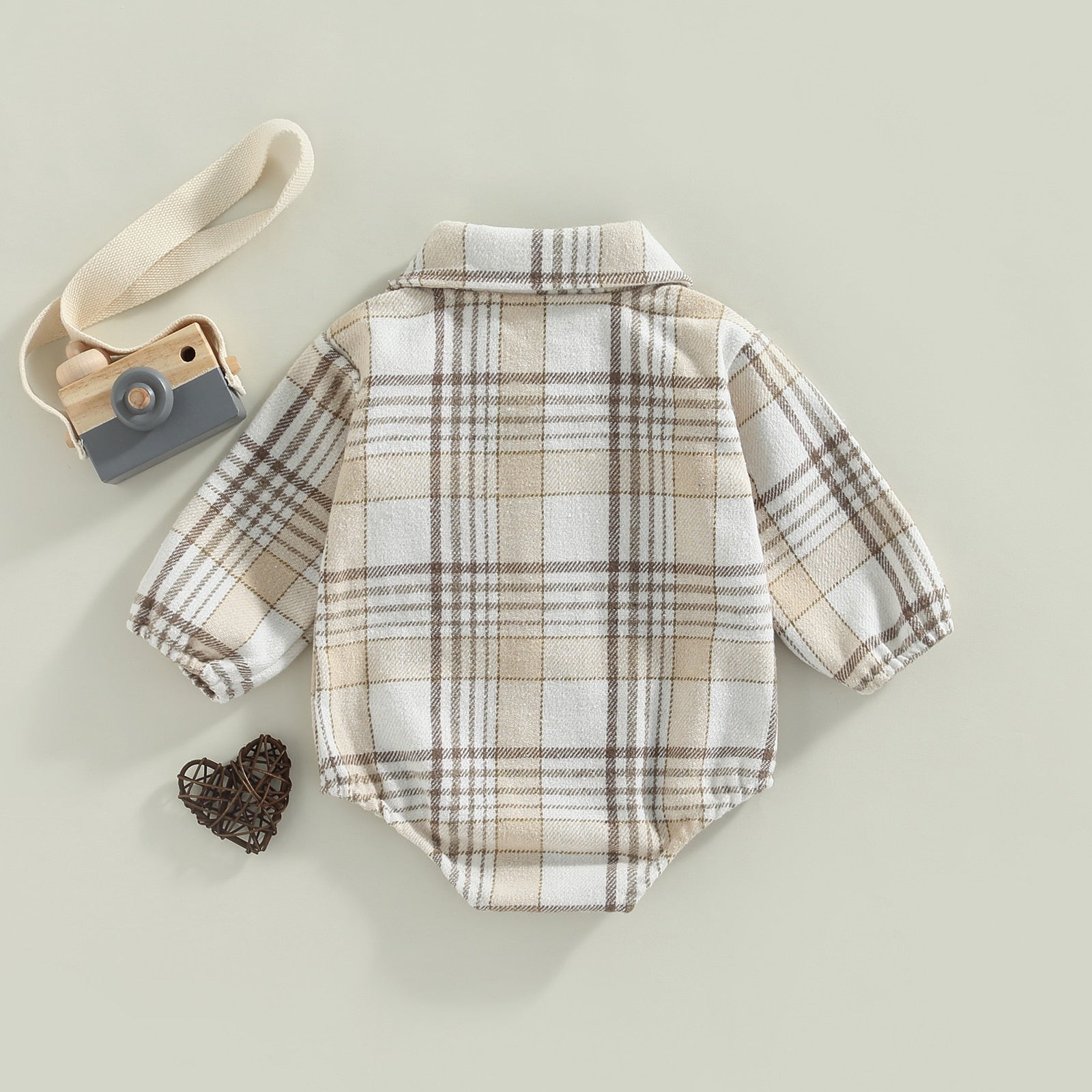 Boys' Plaid Long-Sleeved Baby Onesie