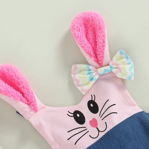 Girls' Easter Rabbit Ears Sleeveless Backless Romper