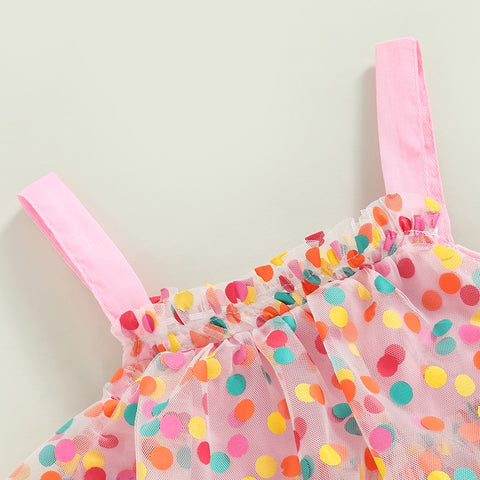 Girls' Pink Polka Dot Tulle Dress