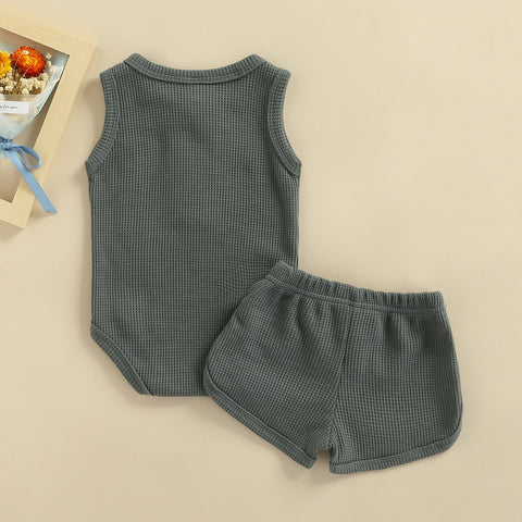 Kids' Solid Color Lightweight Knit Sleeveless Short Set