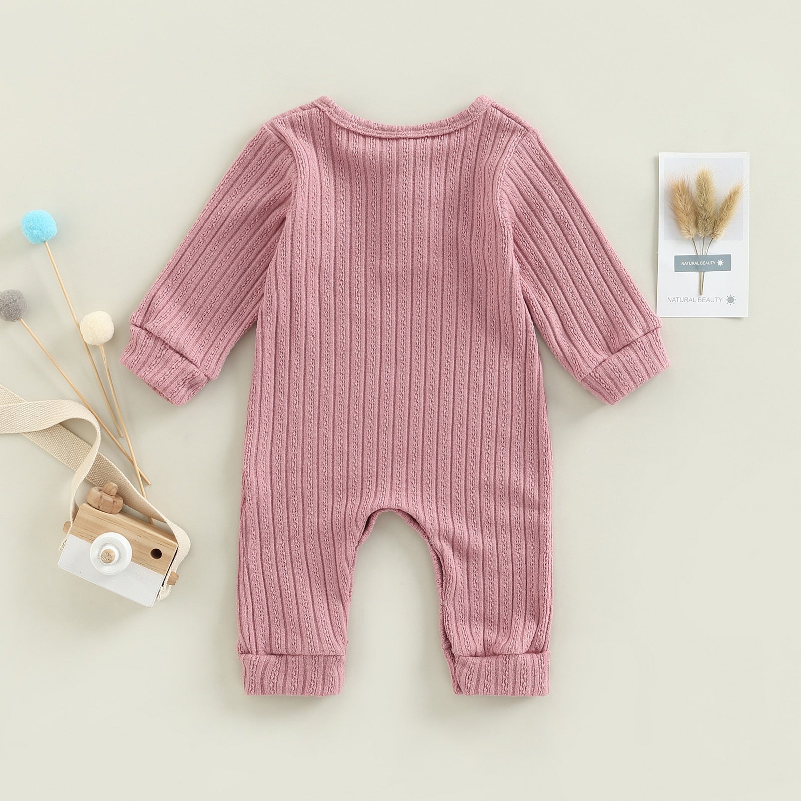 Unisex Knit Baby Longsleeved Jumpsuit
