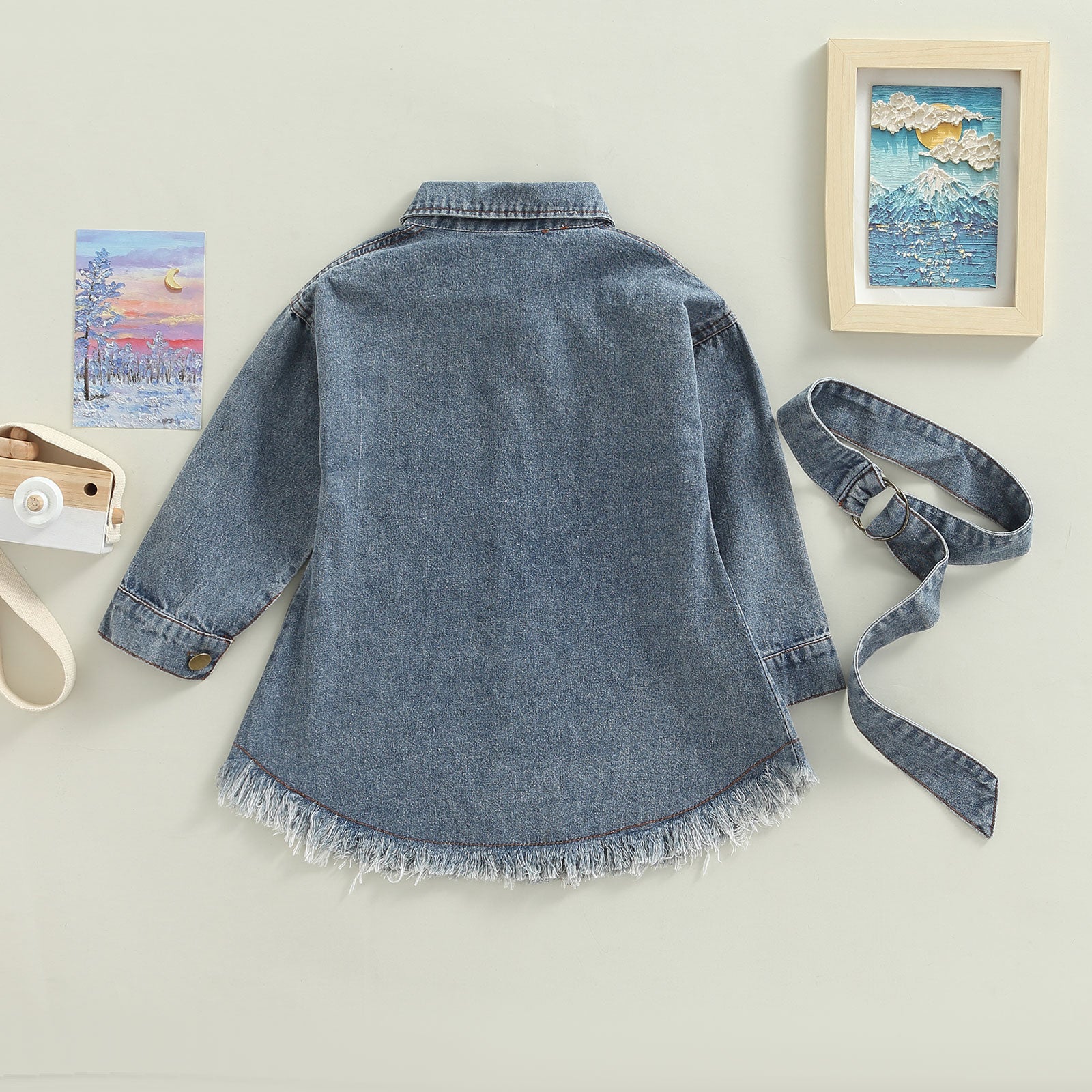 Girls' Frayed Hem Denim Dress