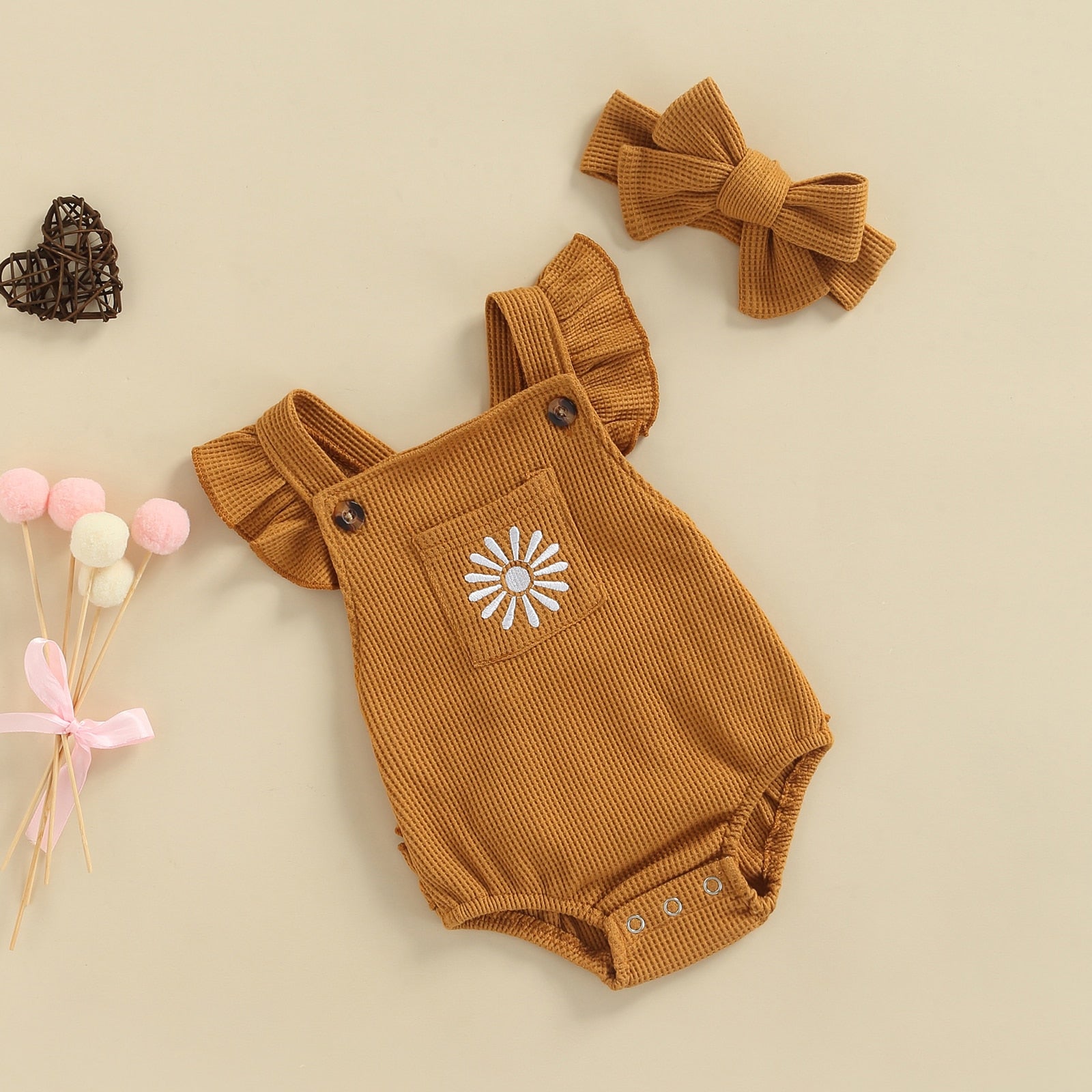 Girls' Toffee Ruffle Knit Romper