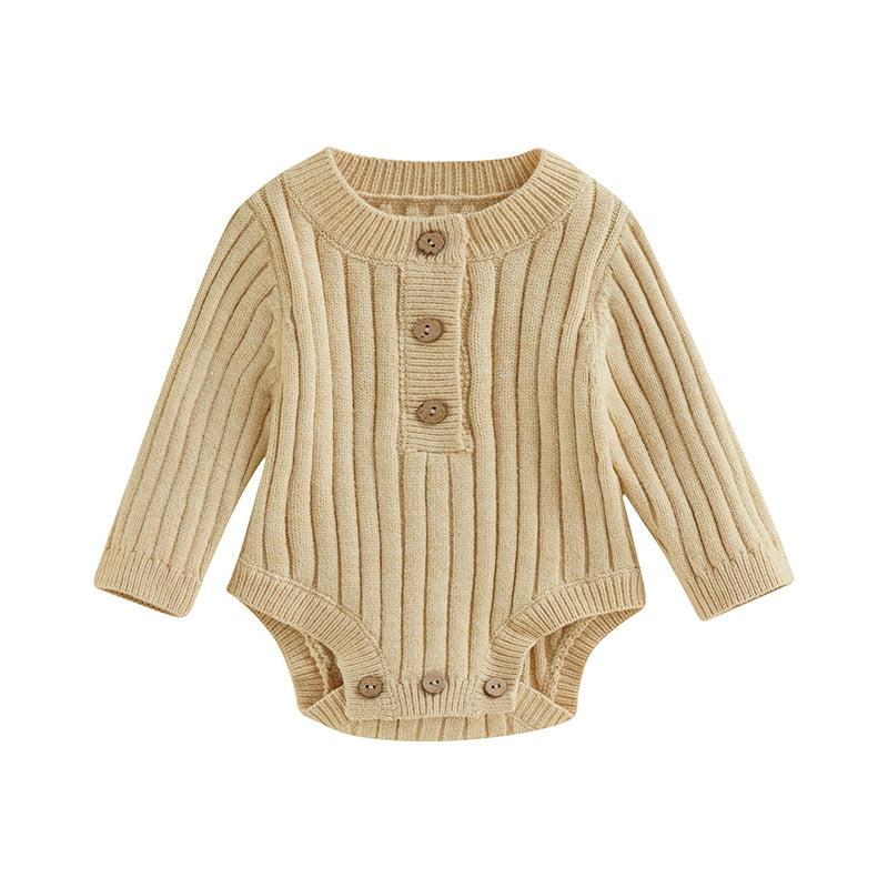 Thick Knit Long-Sleeved Baby Onesie